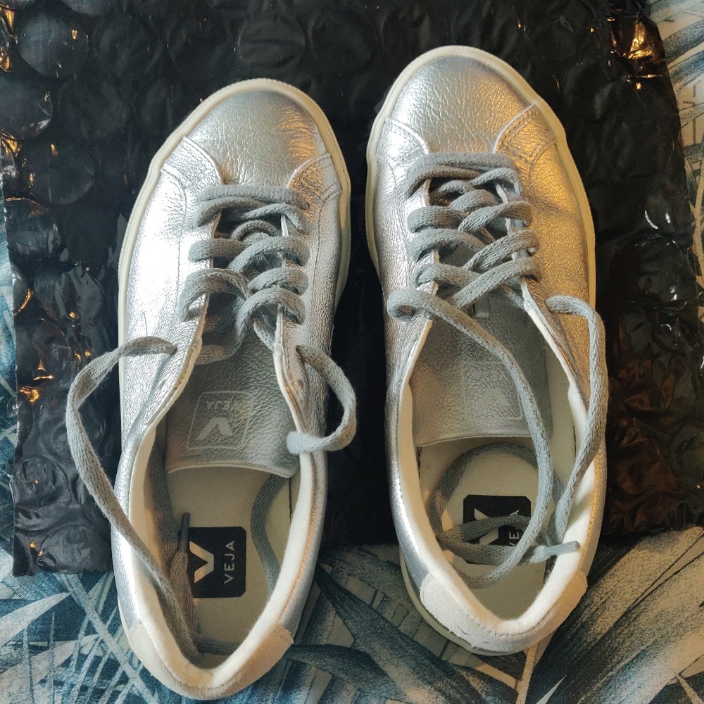 Veja Sneakers - Silver Foil EUC